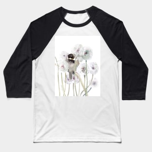 Dandelions and Chickadee Bird Baseball T-Shirt